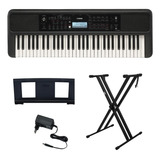 Kit Teclado Arranjador Yamaha 61 Teclas Psr E383 Com Suporte Cor Preto 110v 220v
