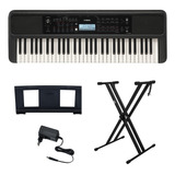 Kit Teclado Arranjador Yamaha 61 Teclas Psr E383 Com Suporte