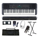 Kit Teclado Arranjador Yamaha Psr-e283 61 Teclas Preto