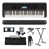 Kit Teclado Arranjador Yamaha Psr-e383 61 Teclas Preto