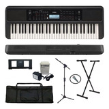 Kit Teclado Arranjador Yamaha Psr-e383 61 Teclas Preto