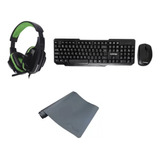Kit Teclado E Mouse Com Headset Gamer + Mouse Pad Brinde
