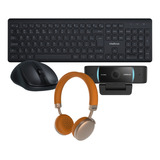 Kit Teclado E Mouse Sem Fio + Headset + Web Cam 
