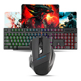 Kit Teclado Gamer Led + Mouse Usb 3000 Dpi Mousepad Pad K92