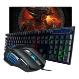 Kit Teclado Gamer Semi Mecanico Led