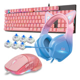Kit Teclado Mecânico Mouse Gamer Headset Adamantiun Usb Rgb