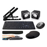 Kit Teclado Mouse Fio Multi/ Suporte/