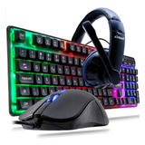 Kit Teclado Mouse Fone Headset Gamer Abnt2 Jogos Ps4 Pc Note