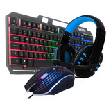 Kit Teclado Mouse Gamer Rgb Semi Mecânico Headset Usb Pc Ps4