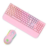 Kit Teclado Mouse Mecânico Abnt2 Gamer Led Rgb Iluminado