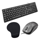 Kit Teclado Mouse Mousepad Para Home Office E Estudos Usb
