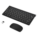 Kit Teclado Mouse Wireless Preto Para Notebook Windows Android E Ios