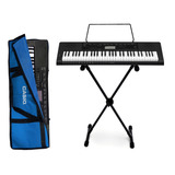 Kit Teclado Musical Ctk-3500 5/8 61 Teclas Sensíveis Azul