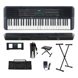 Kit Teclado Musical Yamaha Psr-e283 61 Teclas Preto