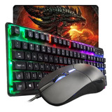 Kit Teclado Semi-mecânico + Mouse Gamer 3200 Dpi + Mouse Pad