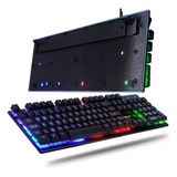 Kit Teclado Semi-mecânico + Mouse Gamer Usb Rgb Jogos Pc