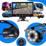 Kit Tela Monitor 9 Polegadas Câmera De Ré 2 Em 1 Led Frontal