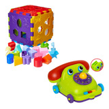 Kit Telefone Interativo Brinquedo Cubo Didático