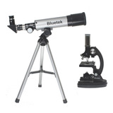 Kit Telescópio Refrator 50mm + Microscópio 300x 600x 1200x