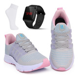 Kit Tenis Feminino Academia + Relógio Digital Led + Meia
