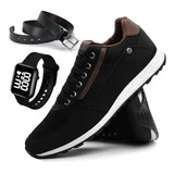 Kit Tênis Jogger Masculino Casual Couro Jogging Leve Oferta