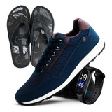 Kit Tênis Sapatenis Jogger Casual Masculino De Couro Macio