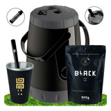Kit Tereré Black Erva Garrafa 2,5l Cuia E Erva Menta E Boldo