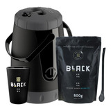 Kit Tereré Black Erva Garrafa Lisa Cuia E Erva Burrito