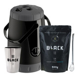 Kit Tereré Black Erva Garrafa Lisa Cuia E Erva Burrito