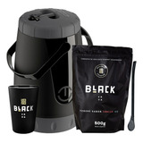 Kit Tereré Black Erva Garrafa Lisa Cuia E Erva Cereja Ice