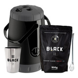 Kit Tereré Black Erva Garrafa Lisa Cuia E Erva Cereja Ice