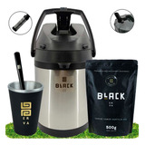 Kit Tereré Black Erva Garrafa Lisa Cuia E Erva Hortelã Ice