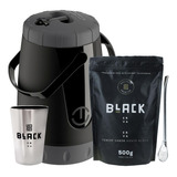 Kit Tereré Black Erva Garrafa Lisa Cuia E Erva Menta Black