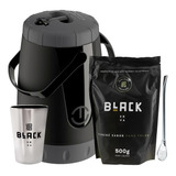 Kit Tereré Black Erva Garrafa Lisa Cuia E Erva Pura Folha