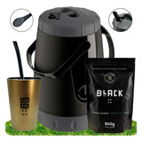Kit Tereré Black Erva Garrafa Lisa Cuia Erva Menta E Limão