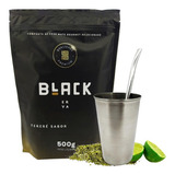 Kit Tereré Copo Inox 200ml Bomba Lisa Erva Black 500g