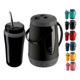 Kit Tereré Garrafa Térmica 2,5l Cuia Automática 650ml Bomba