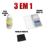 Kit Teste Ouro - Pedra De Toque + Ácido 18k + Balança 500gr