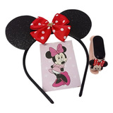 Kit Tiara Minnie Lacinho Com Orelha + Relogio Prova D Água