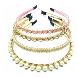 Kit Tiaras Moda Blogueira Com 04 Tiaras Variadas Luxo Beleza