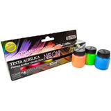 Kit Tinta Acrílica Neon Nature Colors Acrilex 10ml Com 6 Un