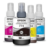 Kit Tinta Epson Original 774 + 664 Ecotank L606 L656 L1455