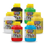 Kit Tinta Guache Tempera Escolar 6 Cores 250ml Infantil Arte