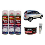Kit Tinta Spray Prata Global Honda, Massa, Verniz, Primer.
