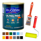 Kit Tinta Ultra Piso 900ml Garagem Calçada + Rolo + Pincel