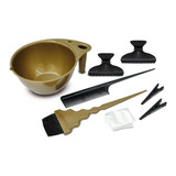 Kit Tintura De Cabelo Tigela Pincel Pente Luva Piranha Clips