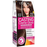 Kit Tintura L'oréal Casting Casting Creme Gloss Tom 400 Castanho Natural Para Cabelo