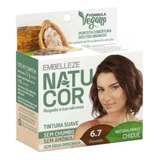 Kit Tintura Natucor Tinta De Cabelo Tom 6.7 Chocolate Para Cabelo