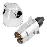 Kit Tomada Aluminio Engate Cromada 6polos Reboque Carretinha
