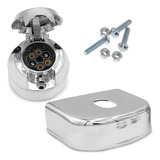 Kit Tomada Cromada Capa De Engate Reboque Carretinha Femea 6